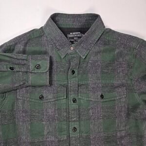 REI Co-op Button Up Work Shirt Mens Medium Green Gray Plaid Long Sleeve Outdoor